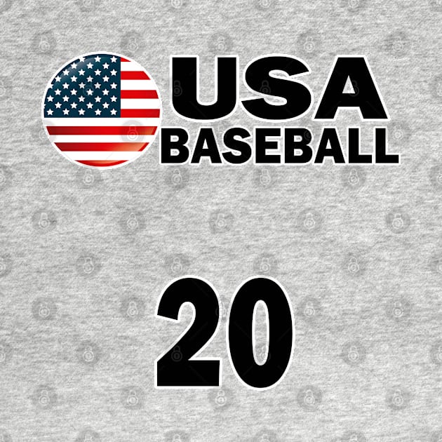 USA Baseball Number 20 T-shirt Design by werdanepo